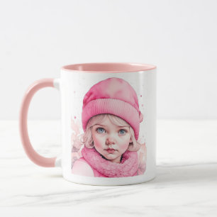 Caneca Menina e Cotação bonito Rosa