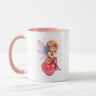 Caneca Menina Fada Fofo Com Óculos Vermelhos