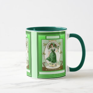 Caneca Menina irlandesa que veste o verde