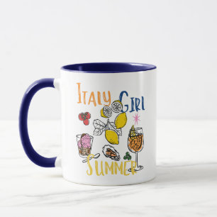 Caneca Menina Itália Verão Mediterrâneo Limão Gelato Café