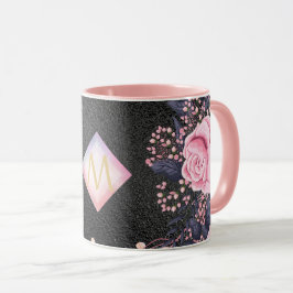 Caneca Menina negra ROSEGOLD rosa-brilho