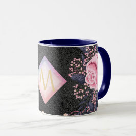 Caneca Menina negra ROSEGOLD rosa-brilho