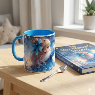 Caneca Menina Observadora de Estrelas Caprichosa Aquarela