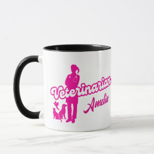 Caneca Menina Veterinária Rosa Personalizada