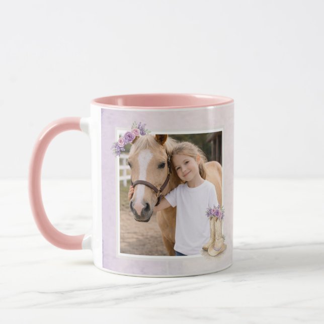 Caneca Meninas Floral Roxo Cavalo (Esquerda)