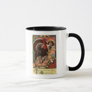 Caneca Menino com Braço em torno de uma Turquia