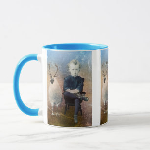 Caneca Menino e Frango Vintage Halloween Steampunk