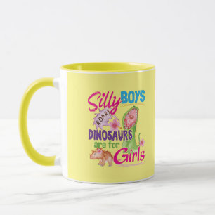 Caneca Meninos bobos Os dinossauros são para Meninas - Bo