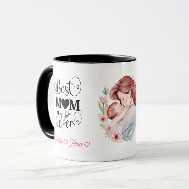Caneca Meninos personalizados, melhor mãe a tomar café (Criador carregado)