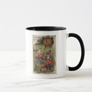 Caneca Meninos que funcionam do homem da abóbora no camp