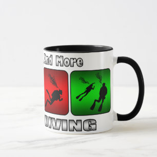 Caneca Menos trabalho e mais mergulho autónomo