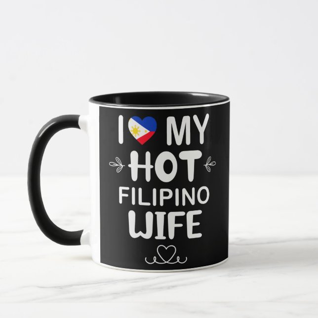 Caneca Mens I Love My Hot Filipino Wife Filipinas  (Esquerda)