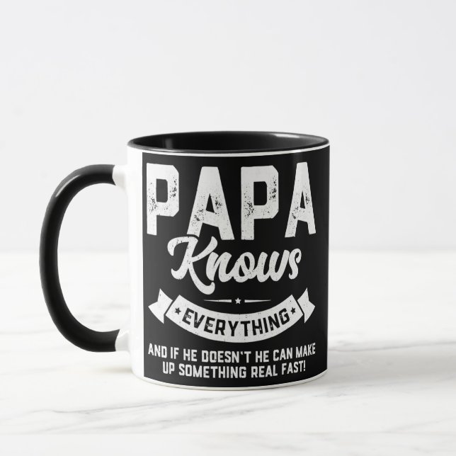 Caneca Mens Papa Knows Everything 60th Gift Funny (Esquerda)