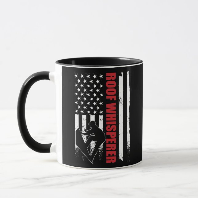Caneca Mens Roofer American Flag Roof Whisperer Roofing (Esquerda)