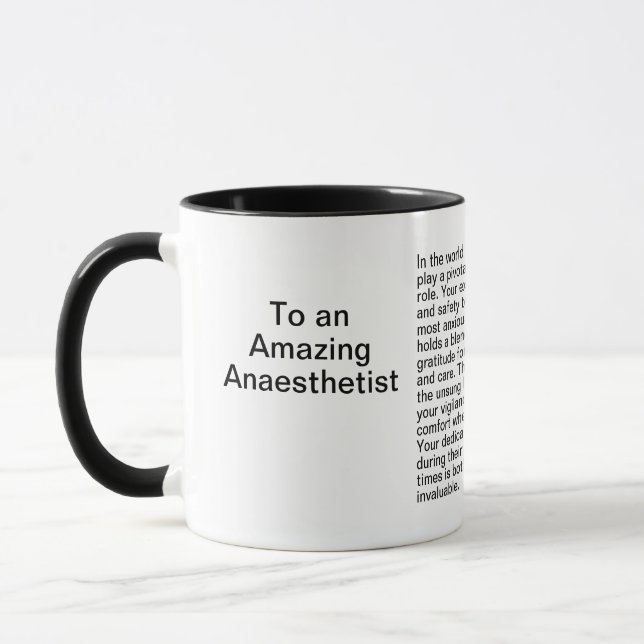 Caneca Mensagem de agradecimento aos anestesistas (Esquerda)
