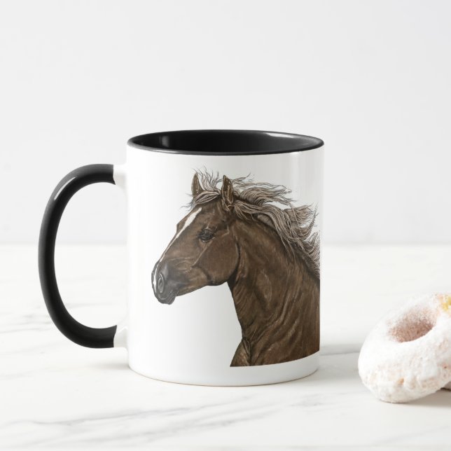 Caneca Mensagem de Alteração Personalizada De 11oz Horse  (Com Donut)