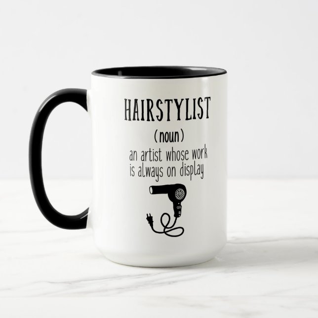 Caneca Mensagem de Cubo de Definição de Hairstylist (Esquerda)