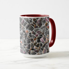 Caneca Mensagem de salmão cru e mosaico irregular de cinz