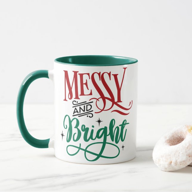 Caneca Mensagem e Brilho | Arma de Natal Festiva Engraçad (Com Donut)