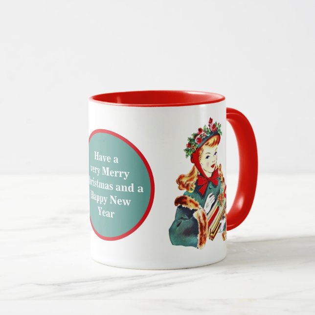 Caneca Mensagem para adicionar natais vintages (Frente Esquerda)