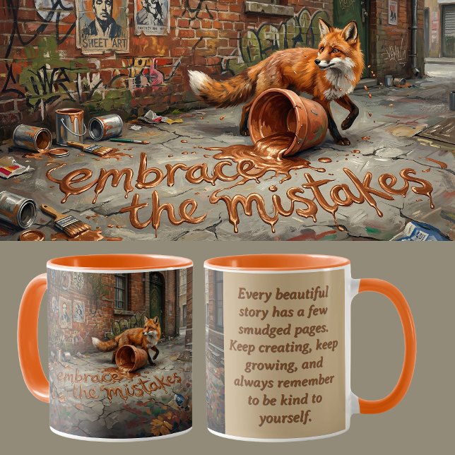 Caneca Mentalidade de Crescimento Raposa Animalcore Terap (Growth Mindset Personal Development Teenager Encouragement gift. Fox urban art embrace mistakes)