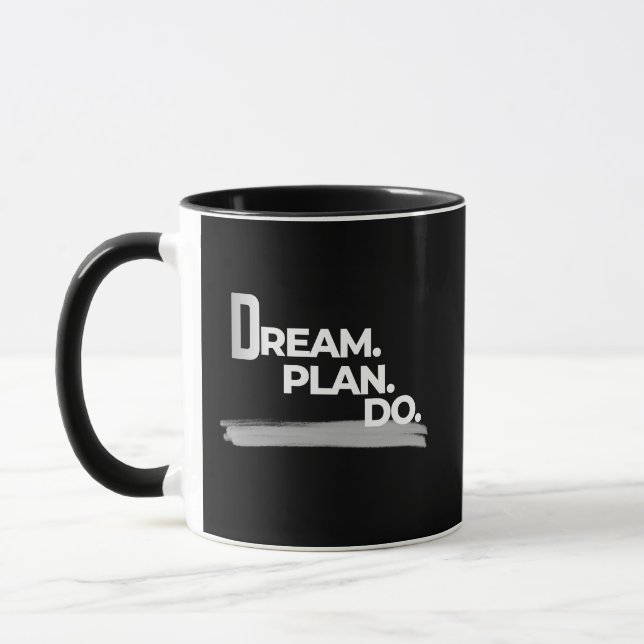 Caneca Mentalidade de Execução de Plano de Sonho (Esquerda)