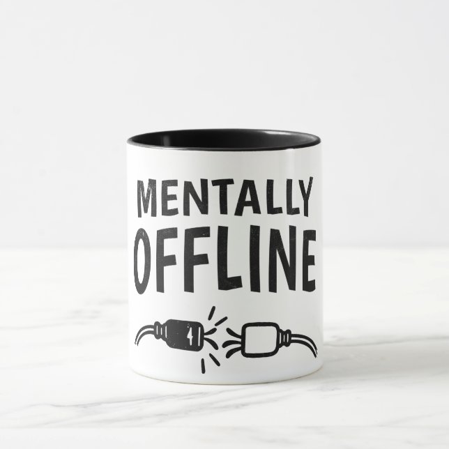 Caneca Mentally Offline – Funny Introvert Mood Quote (Centro)