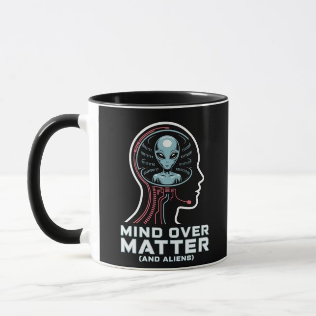 Caneca Mente Sobre a Matéria Cabeça de Alienígena Arte Bi (Esquerda)