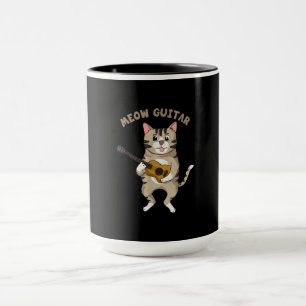 Caneca Meow Guitar Cute Cat Tocando Violão Gatinhos Engra