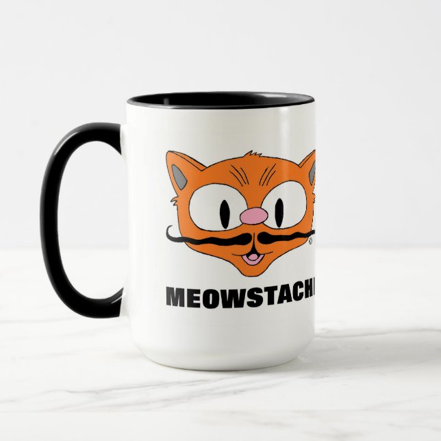 Caneca MEOWSTACHE Engraçado bigode senhor Gato (Esquerda)