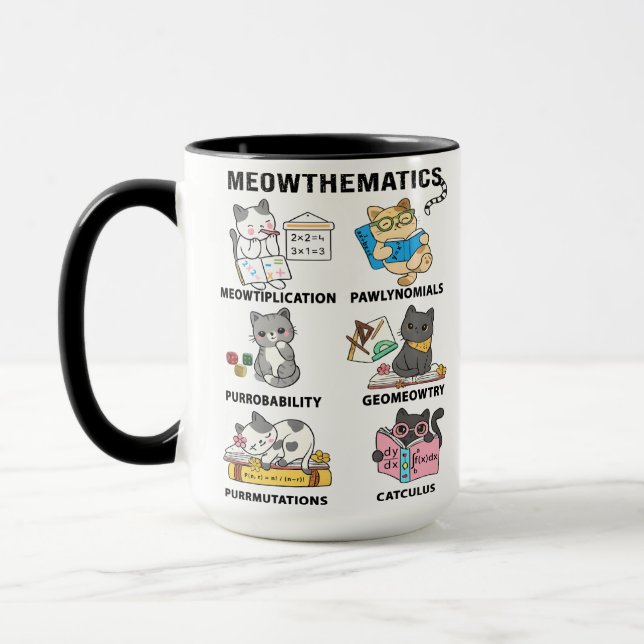 Caneca Meowtemática Piadas Matemáticas Divertidas de Gato (Esquerda)