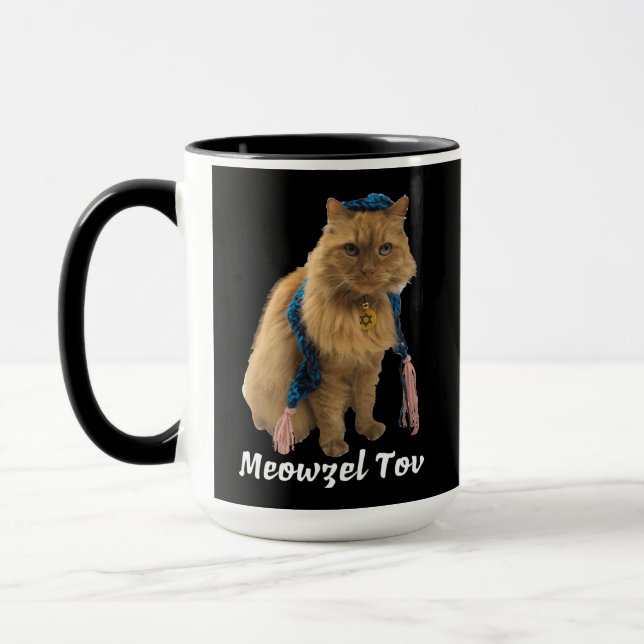 Caneca Meowzel Tov Jewish Engraçado Cat Mug (Esquerda)