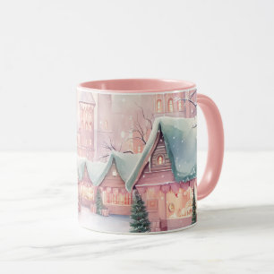 Caneca Mercado de Natal "Mint" e "Cozy" cor-de-rosa - Cen