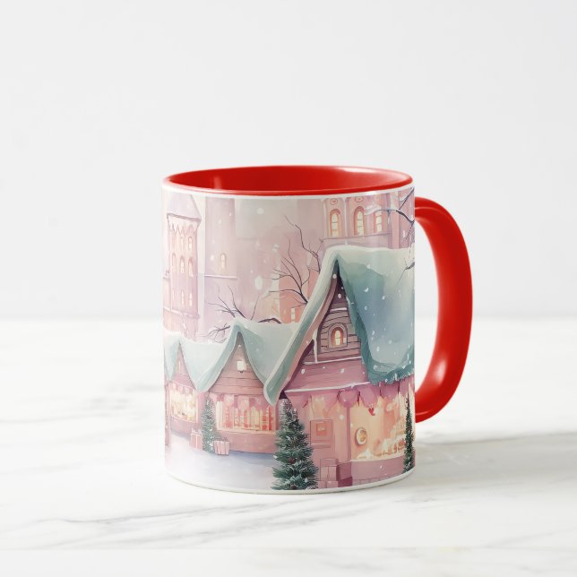 Caneca Mercado de Natal "Mint" e "Cozy" cor-de-rosa - Cen (Frente Esquerda)