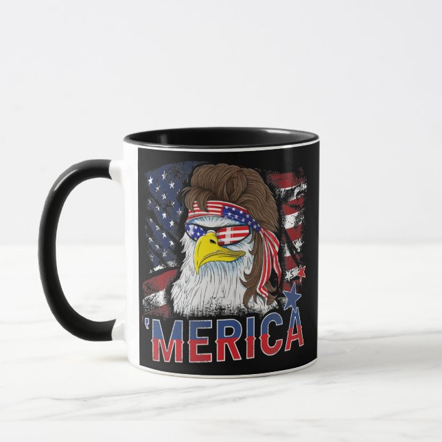 Caneca Merica Bald Eagle Mullet 4 de julho Americano (Esquerda)