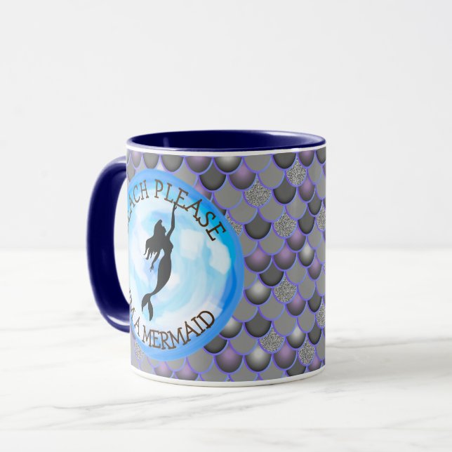 Caneca Mermaid Warrior Cinza Mug (Frente Esquerda)