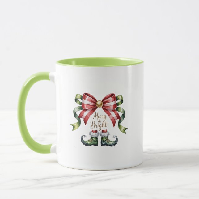 Caneca Merry & Bright Christmas Mug • Candy Cane Elf Shoe (Esquerda)