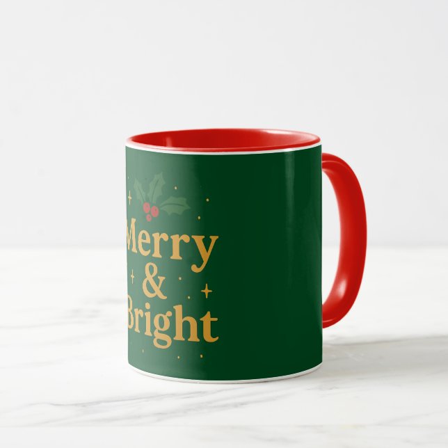 Caneca Merry & Bright Christmas Quote (Frente Esquerda)