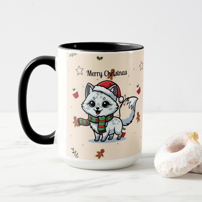 Caneca Merry Christmas | Cute Dog Christmas Mug (Com Donut)
