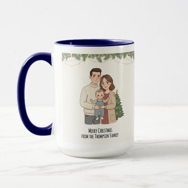 Caneca Merry Christmas Family Mug Personalized with Your  (Esquerda)