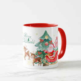 Caneca Merry Christmas Mug – Santa & Flying Reindeer