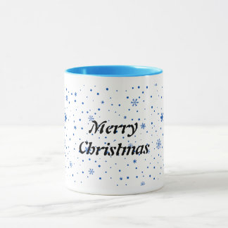 Caneca Merry Christmas mug with blue snowflakes