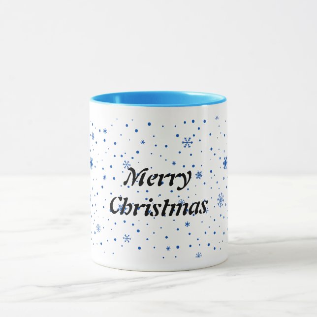 Caneca Merry Christmas mug with blue snowflakes (Centro)