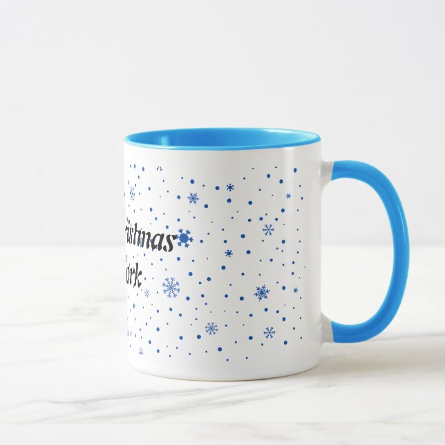 Caneca Merry Christmas mug with blue snowflakes (Direita)