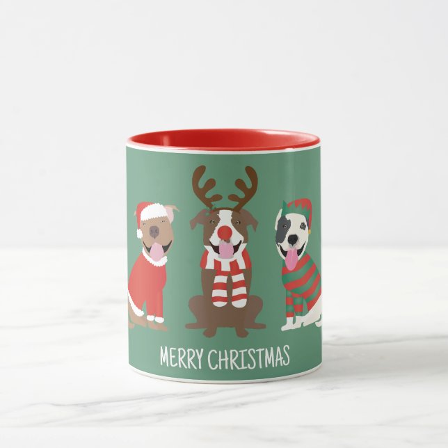 Caneca Merry Christmas Pit Bull Cães (Centro)