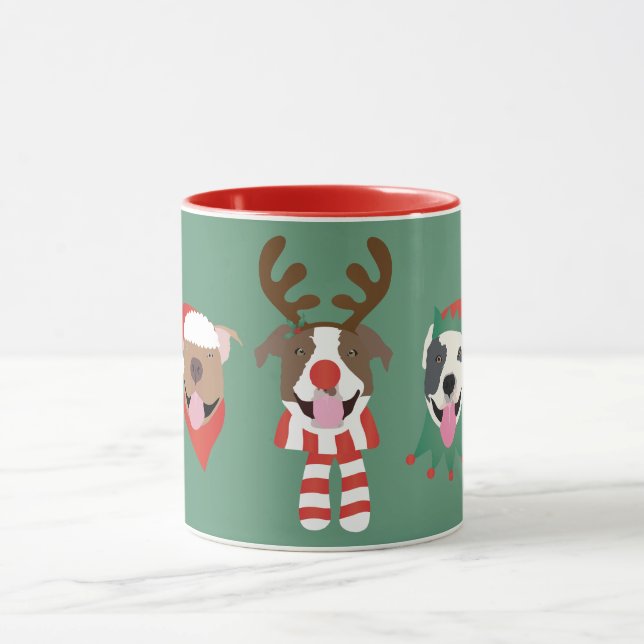 Caneca Merry Christmas Pit Bull Cães (Centro)