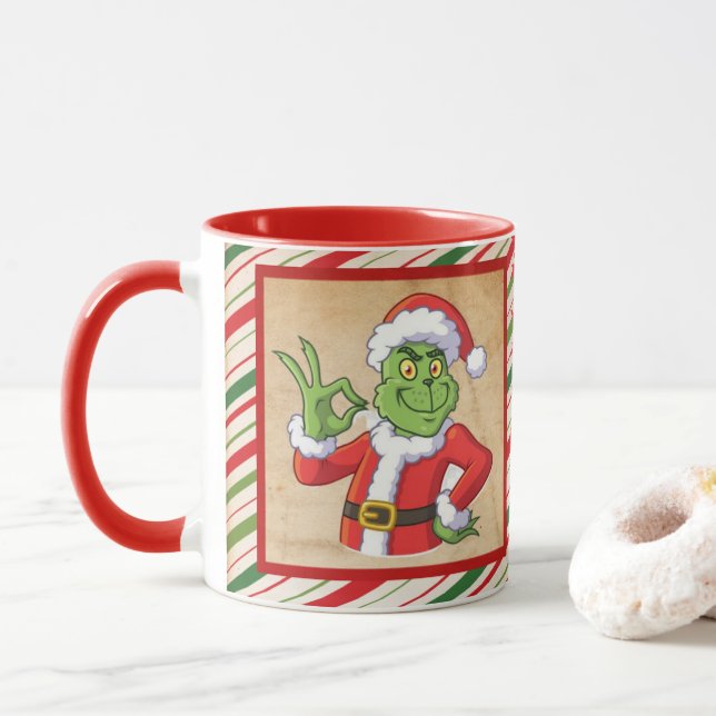 Caneca Merry Christmas with grinch holiday gift (Com Donut)