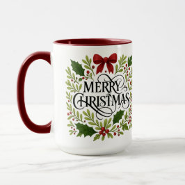 Caneca Merry Christmas Wreath Coffee Mug