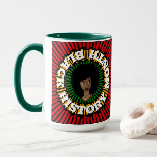 Caneca Mês da História Negra, Raios do Sol, Mulher Negr