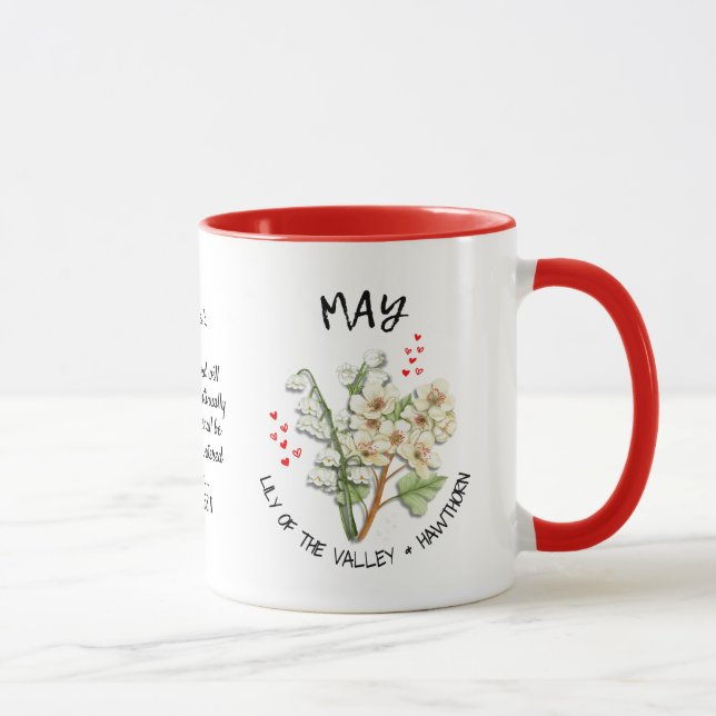 Caneca Mês de Nascimento Cristão Flor Personalizado (Direita)